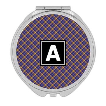 Abstract Tartan Print : Gift Compact Mirror For Him Father Masculine Fabric Home Decor Checkered Art