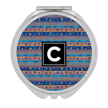 Stars Stripes Abstract Pattern : Gift Compact Mirror Masculine Lines Seamless Esoteric For Him Friend