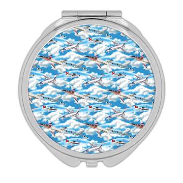 Airplane Planes : Gift Compact Mirror For Pilot Fighter Him Father Dad Skies Clouds Kids Boy Birthday