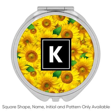 Sunflowers : Gift Compact Mirror Seamless Pattern Summer Floral Botanical Fabric Gerbera Wall Decor