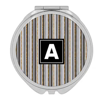 Painted Golden Stripes : Gift Compact Mirror Seamless Pattern Abstract Lines For Him Father Coworker