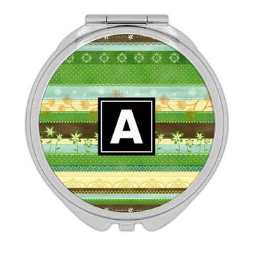 Patchwork Stripes Polka Dots : Gift Compact Mirror Abstract Pattern Flowers Lace Kitchen Lines Fabric