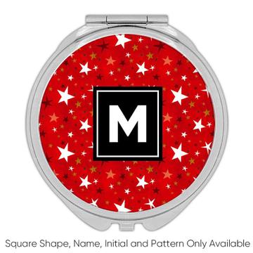 Stars Red : Gift Compact Mirror Stripes All Occasion Birthday Christmas Xmas
