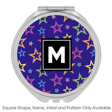 Colorful Stars : Gift Compact Mirror Blue All Occasion Birthday Christmas Xmas