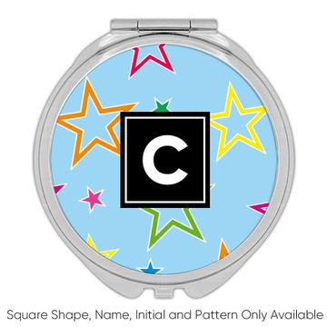 Colorful Stars : Gift Compact Mirror Light Blue All Occasion Birthday Christmas Xmas