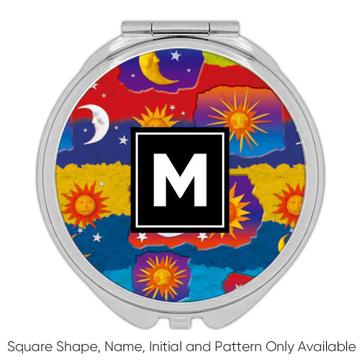 Plasticine Sun Moon : Gift Compact Mirror Colorful Pattern Rainbow Kids Room Decor Planets Celestial