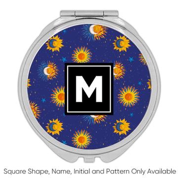 Plasticine Made Sun : Gift Compact Mirror Moon Night Sky Stars Seamless Pattern Kids Room Decor