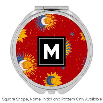 Plasticine Made Sun : Gift Compact Mirror Moon Shining Stars Beams Pattern Child Decor Zodiac