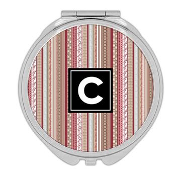 Stripes With Prints : Gift Compact Mirror Abstract Pattern Arabesque Curls For Craftwork Home Decor