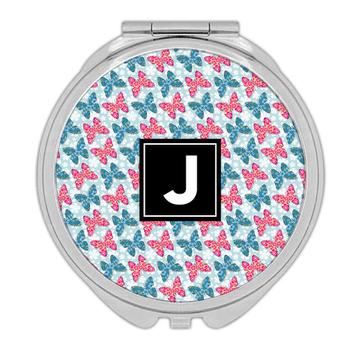 Butterflies Pattern Flower Print : Gift Compact Mirror Seamless Feminine For Her Daisy Mother Mom