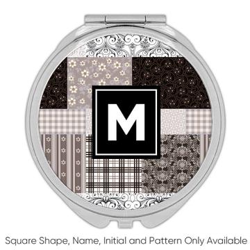 Patchwork Arabesque : Gift Compact Mirror All Occasion Birthday Christmas Xmas Brown Tones
