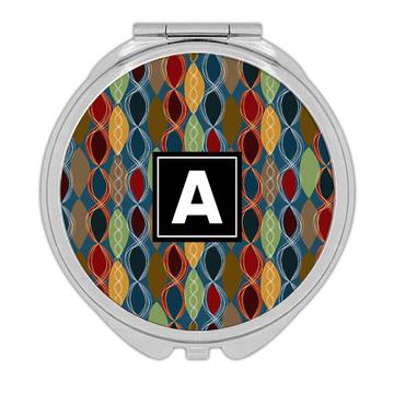 Vertical Garland Oval Abstract Pattern : Gift Compact Mirror Vintage Retro Fabric Print Circles Fashion