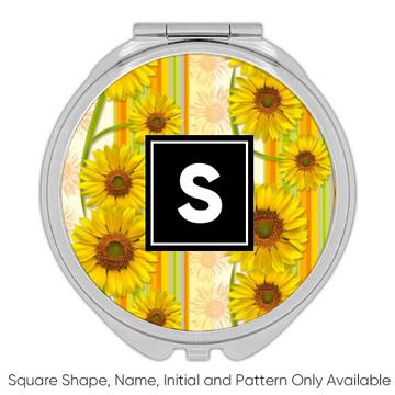 Sunflowers Cluster : Gift Compact Mirror Linked Pattern Stripes Country Summer Kitchen Garden