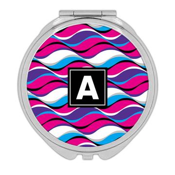 Waves Stripes Abstract Pattern : Gift Compact Mirror Seamless Wavy Lines For Home Decor Feminine