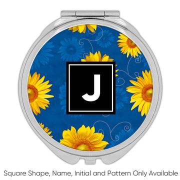 Yellow Flowers : Gift Compact Mirror Pattern Sunflower Gerbera Diy Curls Dots Daisy Table Cloth Rustic