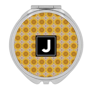 Geometric Mandala : Gift Compact Mirror Arabesque Abstract Floral Seamless Sunflower Classic