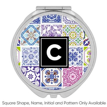 Mosaic Tiles Patchwork : Gift Compact Mirror Pastel All Occasion Decor
