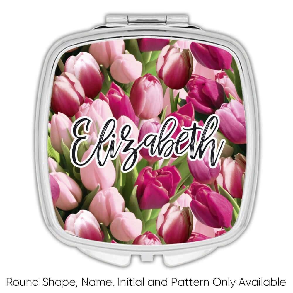 Gift Compact Mirror : Pale Pink Tulips Buds Field Spring Seamless Pattern - Picture 5 of 7