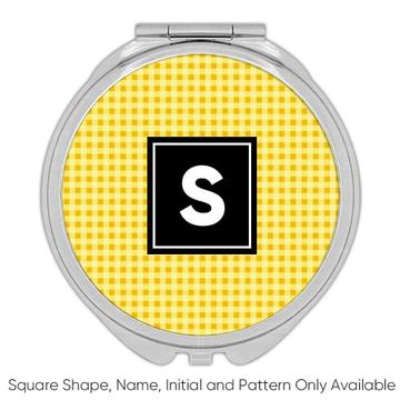 Checkered Pattern : Gift Compact Mirror Squared Chess Abstract Kitchen Easter Border Yellow Decor