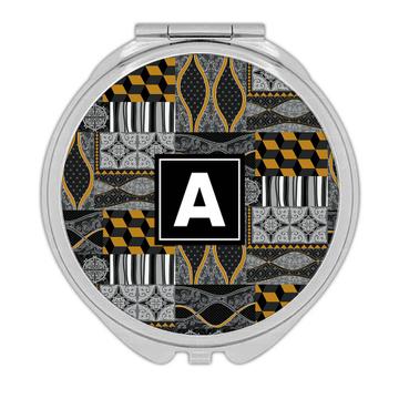 Patchwork Abstract Pattern : Gift Compact Mirror Arabesque Polka Dots Geometric Prints For Man Him