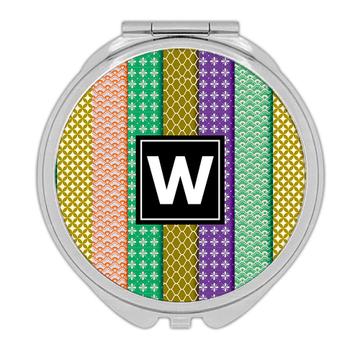 Abstract Prints Patchwork : Gift Compact Mirror Patterned Stripes Geometric Handmade Craft Home Decor