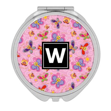 Smiling Butterflies Pattern : Gift Compact Mirror Kids Children Cute Butterfly Ladybug Daisies Girl Birthday