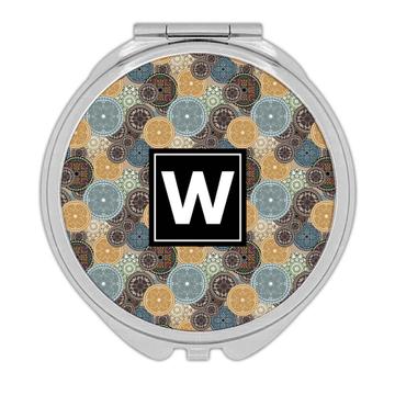 Graphic Mandalas Pattern : Gift Compact Mirror Vintage Tile Print Abstract Arabesque Ornament Mosaic
