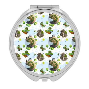 Ecological Pattern : Gift Compact Mirror Ecology Ecologist Save The World Recycle Planet Nature Kids