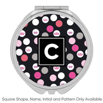 Crown : Gift Compact Mirror Abstract Pattern Circles King Queen Friends Baby Shower Sweet 16 Invite