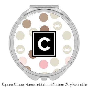 Crown : Gift Compact Mirror Seamless Pattern Baby Shower King Queen Room Wall Decor Welcome