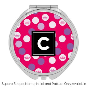 Crown : Gift Compact Mirror Abstract Pattern Circles King Queen Friendship Sweet 16 Princess Party Decor