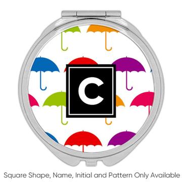 Umbrellas : Gift Compact Mirror Rainbow Colors Pattern Rain Mood Scrapbooking Bathroom Decor