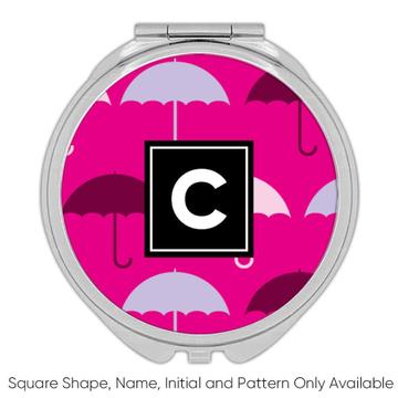 Umbrellas : Gift Compact Mirror Pink Colors Pattern Rain Baby Shower Room Decor Diy Handmade