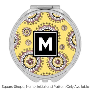 Mandala Yellow : Gift Compact Mirror Home Decor Pattern Abstract Pattern Shapes Neutral