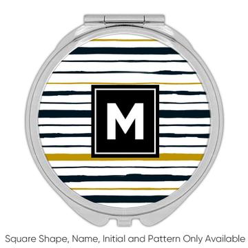 Stripes : Gift Compact Mirror Black Gold Scandinavian Modern Contemporary Design
