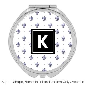 Fleur de Lis : Gift Compact Mirror Classic Home Decor Abstract Pattern Shapes Neutral