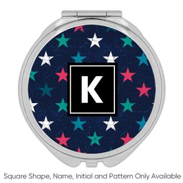 Stars Navy Pink Green : Gift Compact Mirrors Home Decor Pattern Abstract Pattern Shapes Neutral