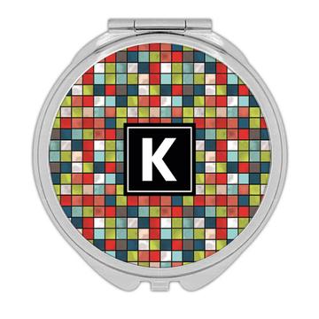 Colorful Cells Cell Pattern : Gift Compact Mirror Tartan Abstract Squares Print For Kids Child Room Decor