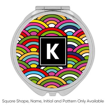 Rainbows : Gift Compact Mirror Colorful Cute Pattern Decor Abstract Pattern Shapes Neutral Rainbow