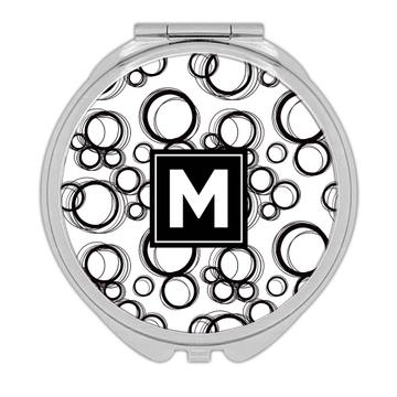 Drawn Circles Polka Dots : Gift Compact Mirror Abstract Pattern Monochrome Office Boss Coworker Art