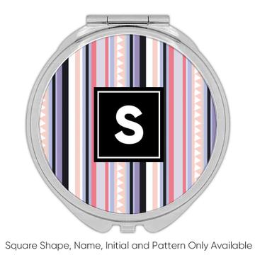 Stripes : Gift Compact Mirror Pink Lilac Classic Home Decor Pastel