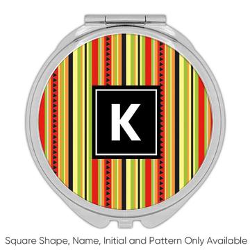Stripes : Gift Compact Mirror Red Green Classic Home Decor Abstract Pattern Shapes Neutral