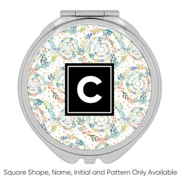 Flower Spiral : Gift Compact Mirror Leaves Garland Nature Colors Seamless Pattern Garden Decor