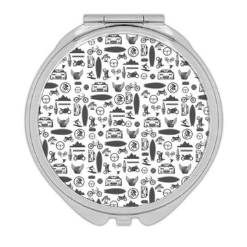 Holidays Pattern : Gift Compact Mirror Sports Sportsman For Him Father Surfing Skate Motorcycle Cars