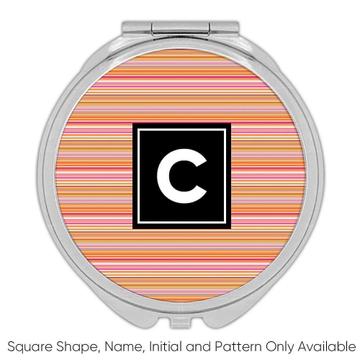 Horizontal Stripes: Gift Compact Mirror Pastel Warm Colors Orange Vintage Decor