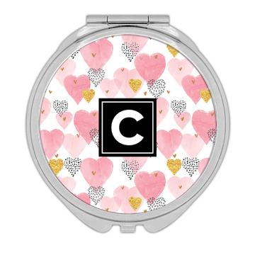 Hearts Abstract : Gift Compact Mirror Pattern Baby Shower Valentines Day Love Lovers Romantic