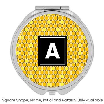 Beehive Yellow : Gift Compact Mirror Home Decor Bee Abstract Pattern Shapes Neutral