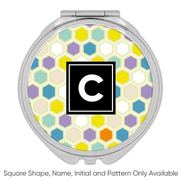 Beehive Pastel : Gift Compact Mirror Home Decor Scandinavian Bee Abstract Pattern Shapes Neutral
