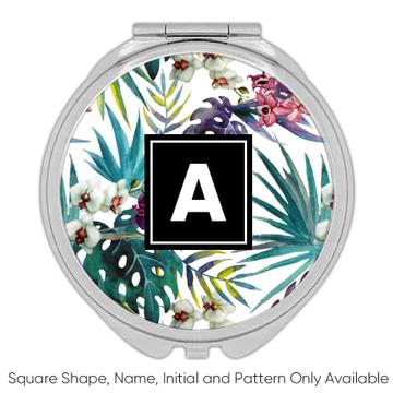 Tropical Orchids Bundle : Gift Compact Mirror Flowers Leaves Exotic Ecological Palm Tree Home Decor