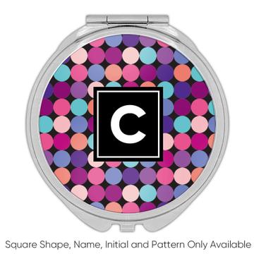 Colorful Circles : Gift Compact Mirror Polka Dots Black Home Decor